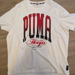 Puma White T-Shirt with Red and Black Logo